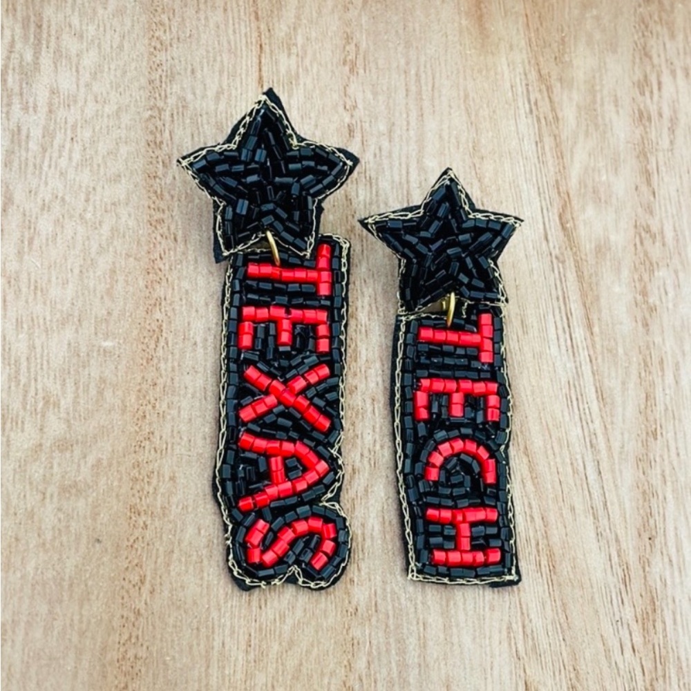 Texas Tech Star Beaded Game Day Earrings NEW